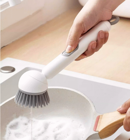 Long handle liquid adding rotating pot brush kitchen special pot washing brush bowl washing brush pot washing brush artifact multifunctional cleaning brush home